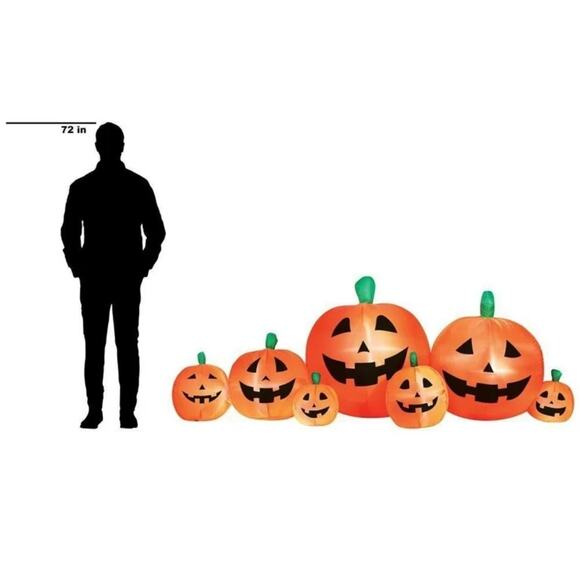 Inflatable LIGHTED Large 8' PUMPKIN PATCH Air blown Yard Outdoor Indoor Party - Picture 8 of 15